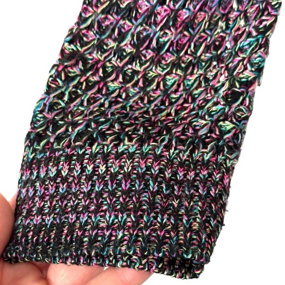 Allen B. By Allen Schwartz Black Rainbow Loose Knit High Low Sweater Sz Large - Picture 5 of 13